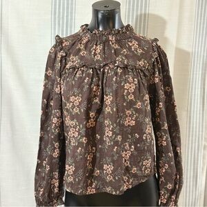 a.n.a Floral Print Blouse in Rich Brown